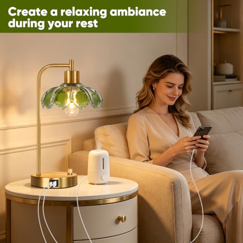 Glass Table Lamps Set of 2 (Gold&Green-2)