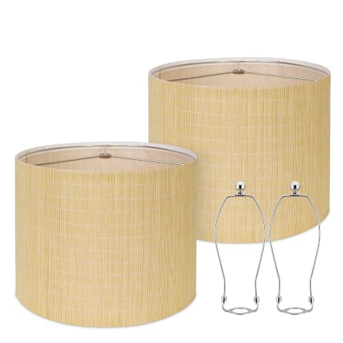Natural Bamboo Lamp Shades Set of 2 (Natural Bamboo - Drum)