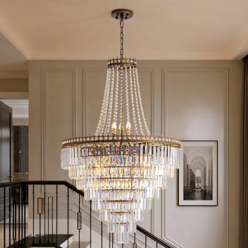 French Empire Vintage Crystal Staircase Chandelier (D31.5″H47.2″)