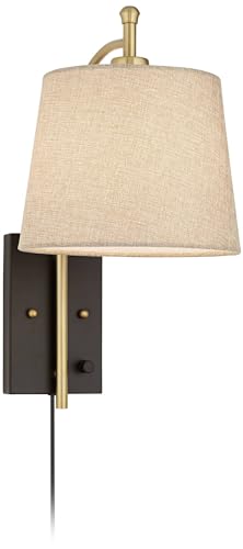Chester Antique Brass and Black Swing Arm Wall Lamps Set of 2 Light Fixture