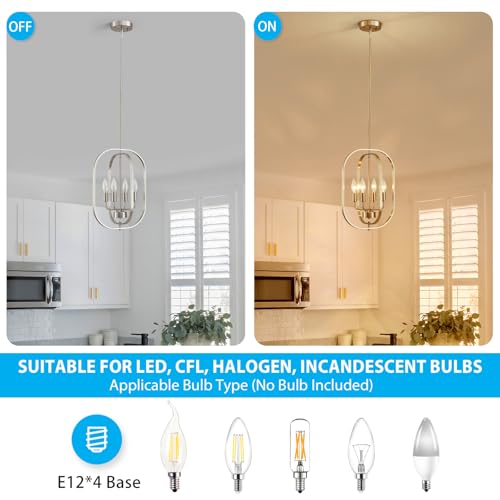 12.2" Modern Brushed Nickel Chandelier Farmhouse 4 (Oval -Brushed Nickel)