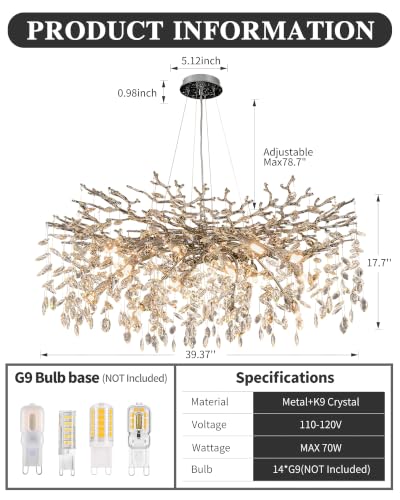 40" Modern Tree Branch Crystal Chandelier (40" Round / Silver)