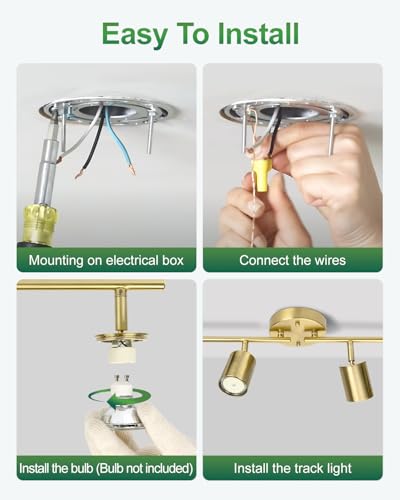 4 Ways Gold Track Lighting Fixtures Ceiling Gu10 Bulbs Not Included (Gold / 4 Ways)