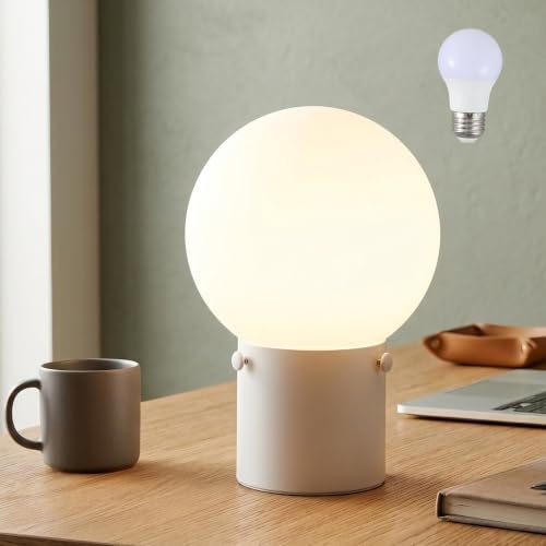 Small Table Lamp with Frosted Glass Globe Lamp Shade