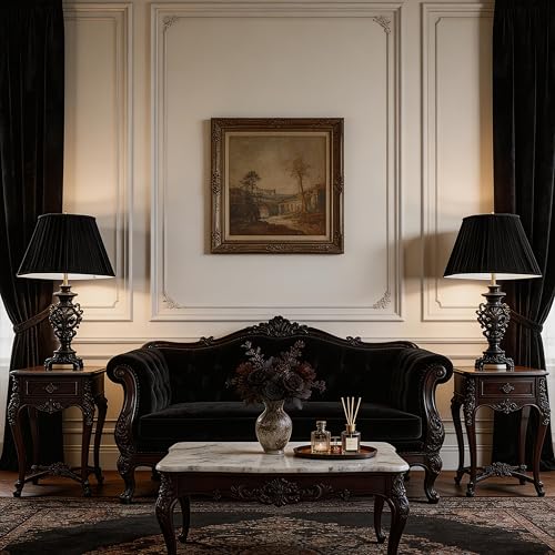 Black Silk Lamp Shades Set of 2 6.5"×13"×10.5" Bell Shade (Black-2 Pack / 6.5*13*10.5in)