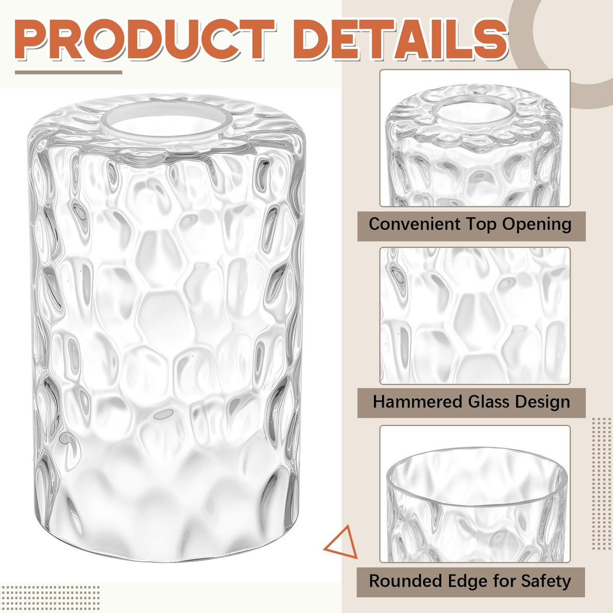 8 Pcs Clear Hammered Glass Lamp Shade 1 (Clear / Hammered)