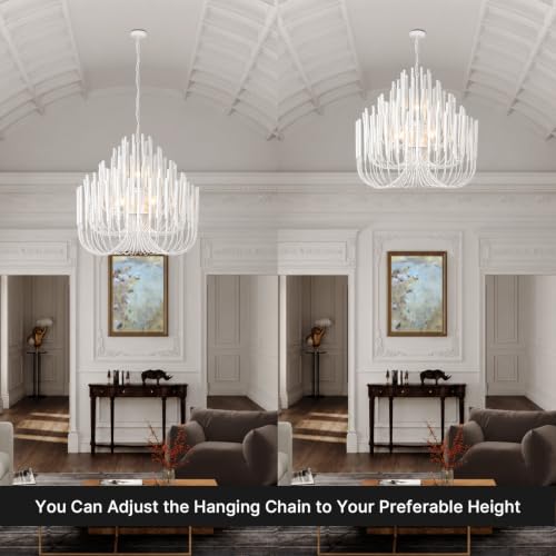 Modern Farmhouse Chandelier (White / L-36.2 Inch)