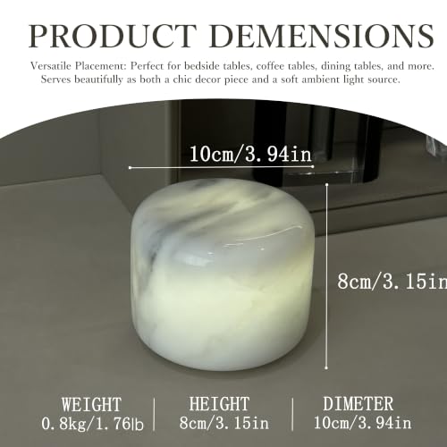 Marble Lamp Table Lamp Unique Stone Touch Lamp Pat Lamp Type (Cloudy White Marble)