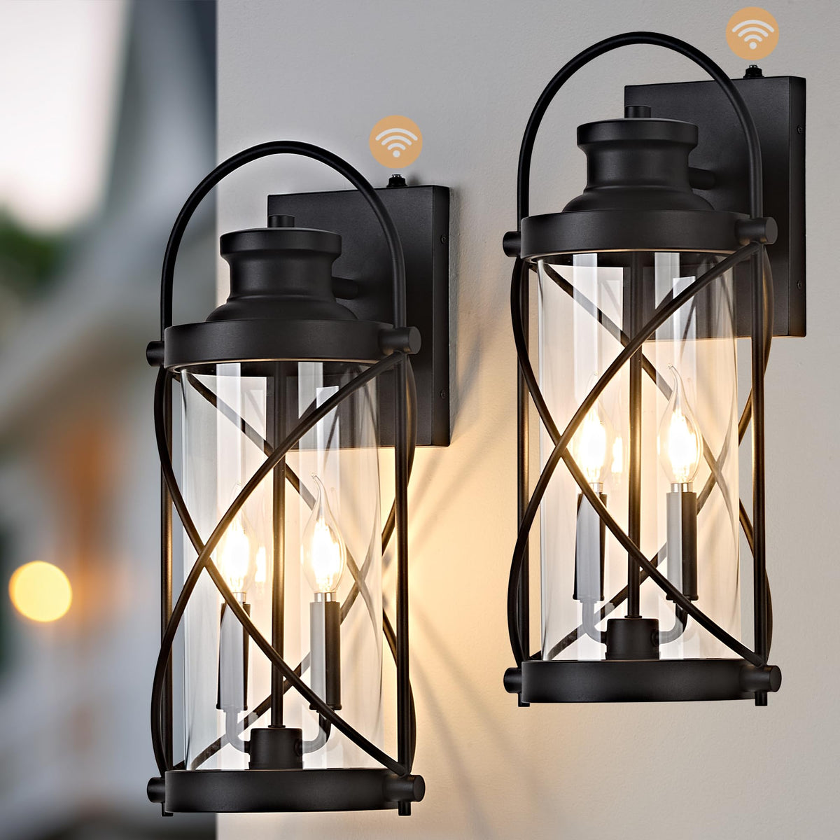 20inch Large Dusk to Dawn Outdoor Wall Lights Fixtures (Black / 20''(2-Pack))