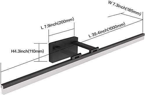 Modern Bathroom Light Fixtures 39.3Inch Modern LED Vanity Lights Above Mirror Fixture Acrylic Black Light Strip (Matte Black / 40-inch)