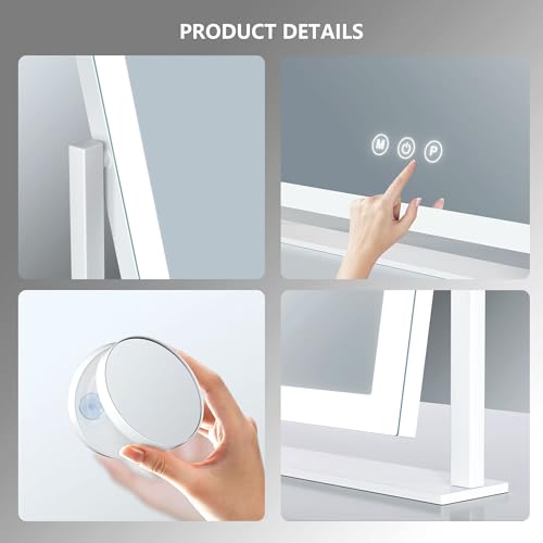 15.2 x 13 in Lighted Makeup Mirror (White 1 / 15.2"L x 13"W)