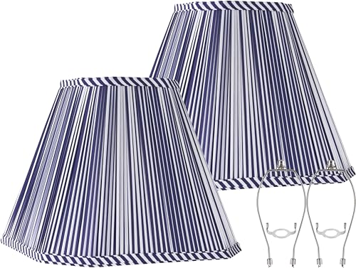 Lamp Shades White Blue Polyester Set of 2 6.5"×13"×10.5" Bell Shade (Blue-2 Pack / 6.5*13*10.5in)