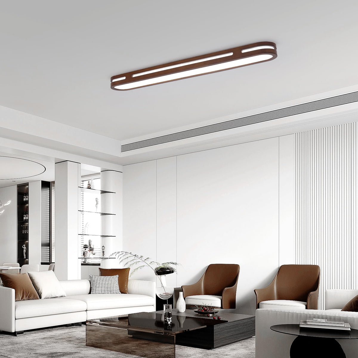 Wood Flush Mount Ceiling Light (Walnut)