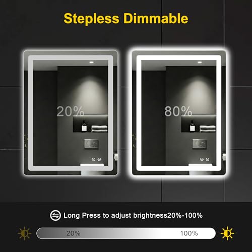 LED Bathroom Mirror with Lights (3 Light Modes / 32"L x 24"W)