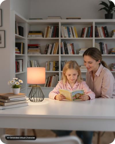 Pink Table Lamp for Girls' Room (Pink + Black)