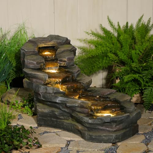 49" L Garden Outdoor Water Fountain 5 (49L / Black-rock)