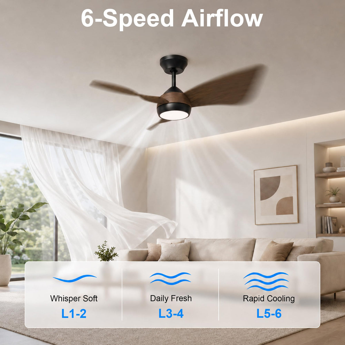 2 Pack 30" Small Ceiling Fan with Light (Black & Walnut / 30 Inch)