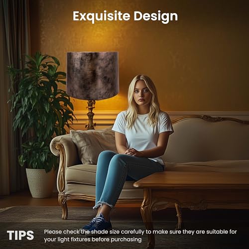 Drum Lampshades Set of 2 (Imitation Gold Cowhide)