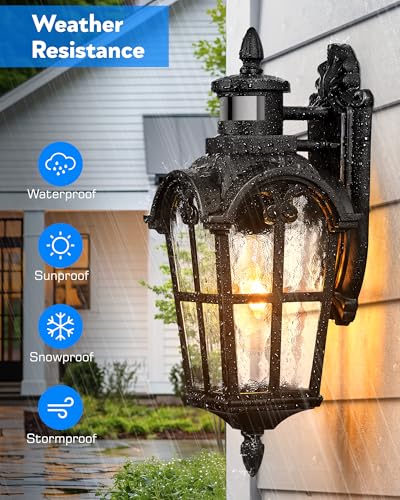 Motion Sensor Porch Light Outdoor (Black / 1-pack)