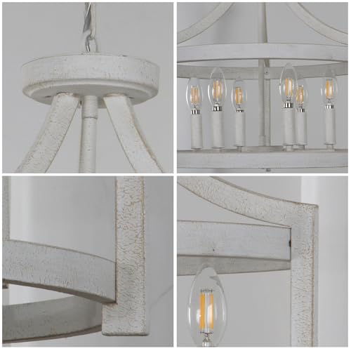 6 Light Farmhouse Chandelier (6 Lights Vintage White)