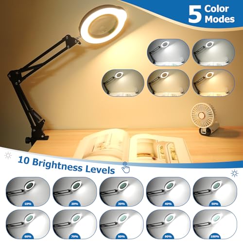15X 30X Magnifying Glass with Light and Stand