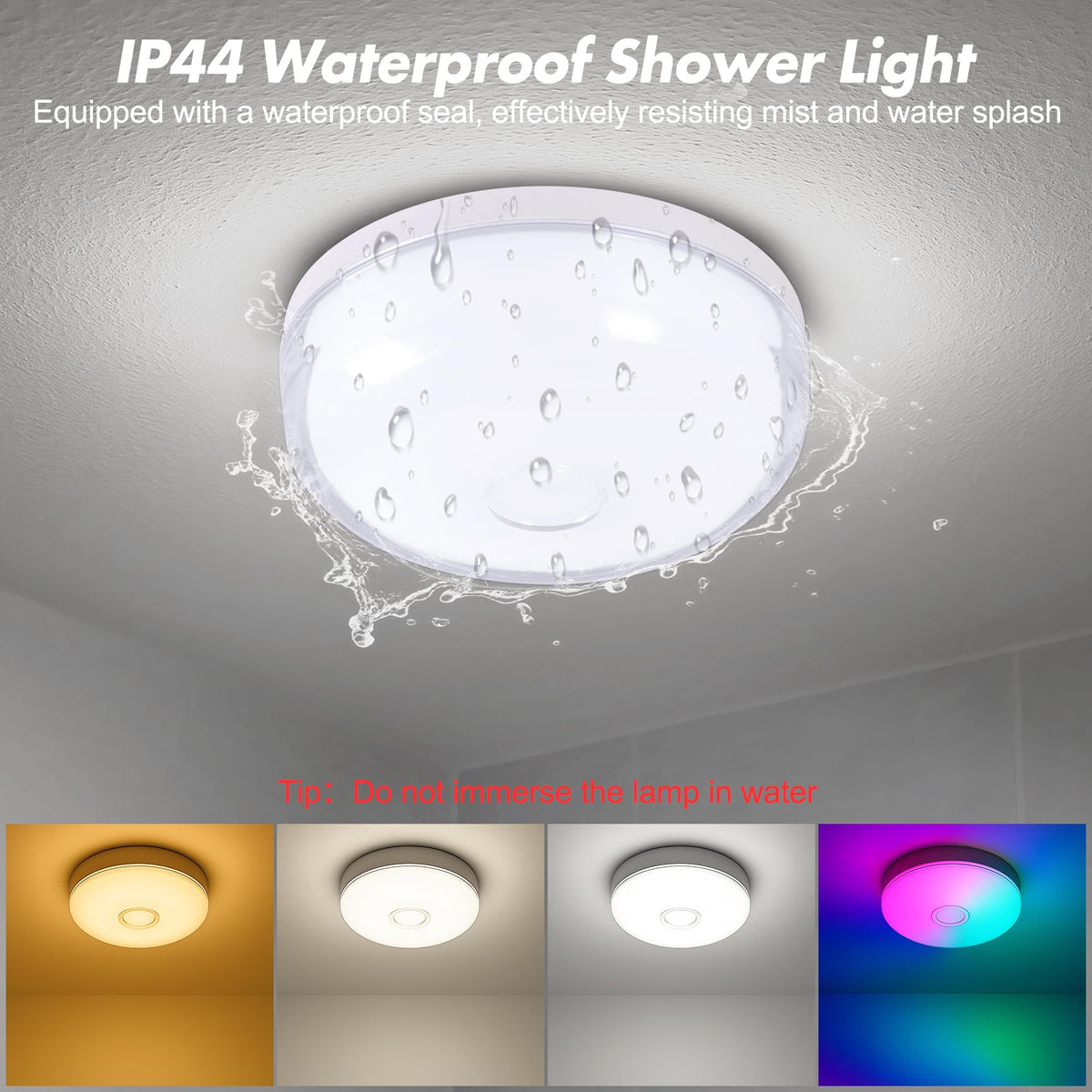 2 Pack Waterproof Shower Light No Wiring (White / 2 Pack)