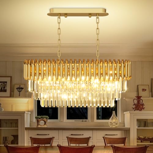 31.5" 8 Light Gold K9 Crystal Chandelier (Gold L32")
