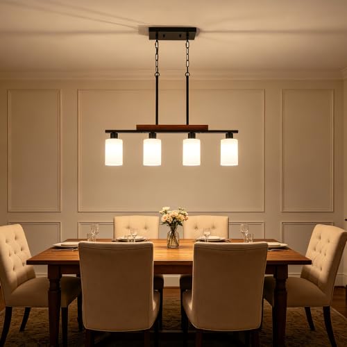 Farmhouse Kitchen Island Lighting (4-Light White Glass)