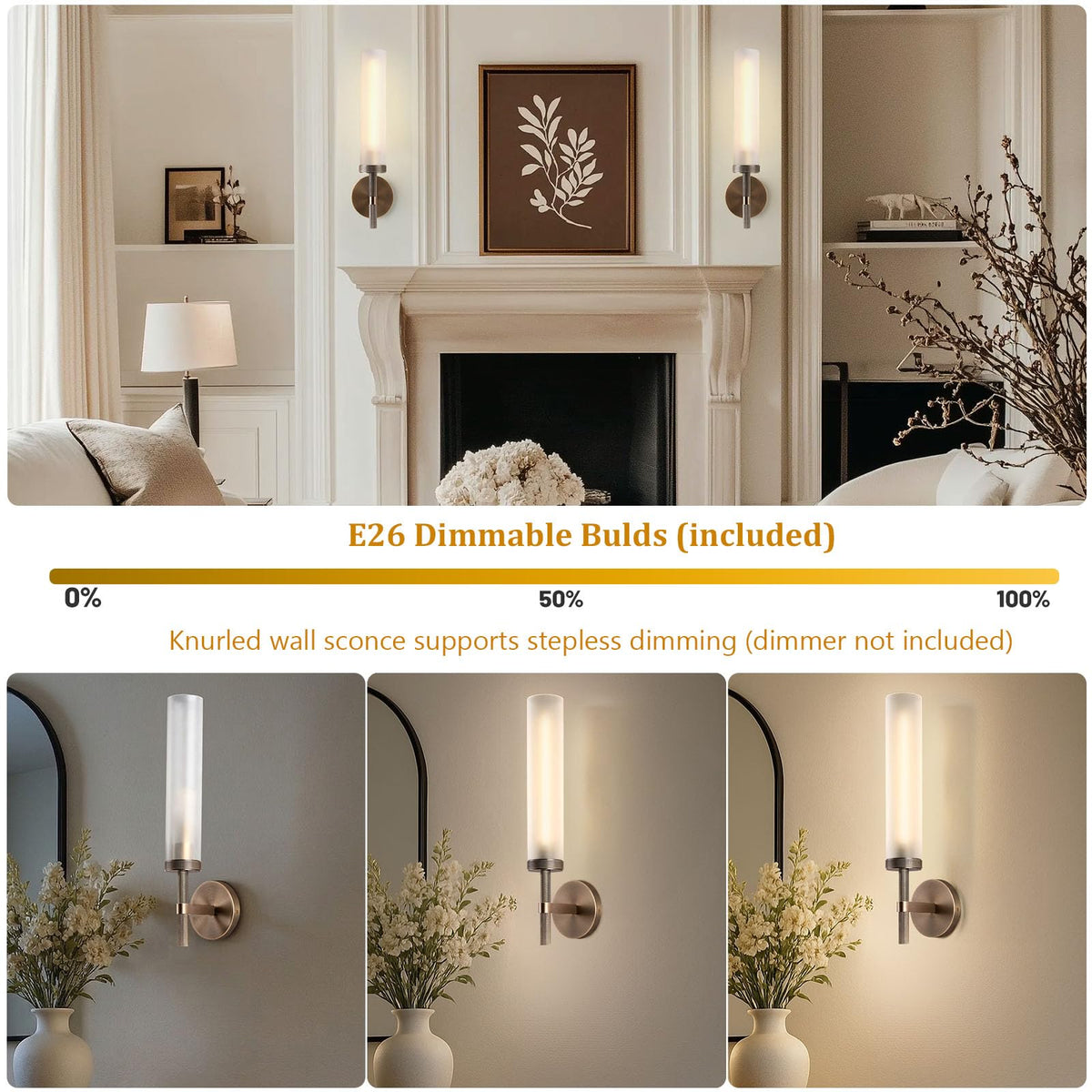 20" Knurled Aged Brass Bathroom Wall Sconces (20-In-Aged Brass-2Pc)