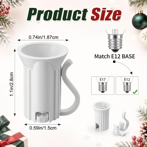 100 Pcs C7 E12 Replacement Sockets for Christmas Lights (White)