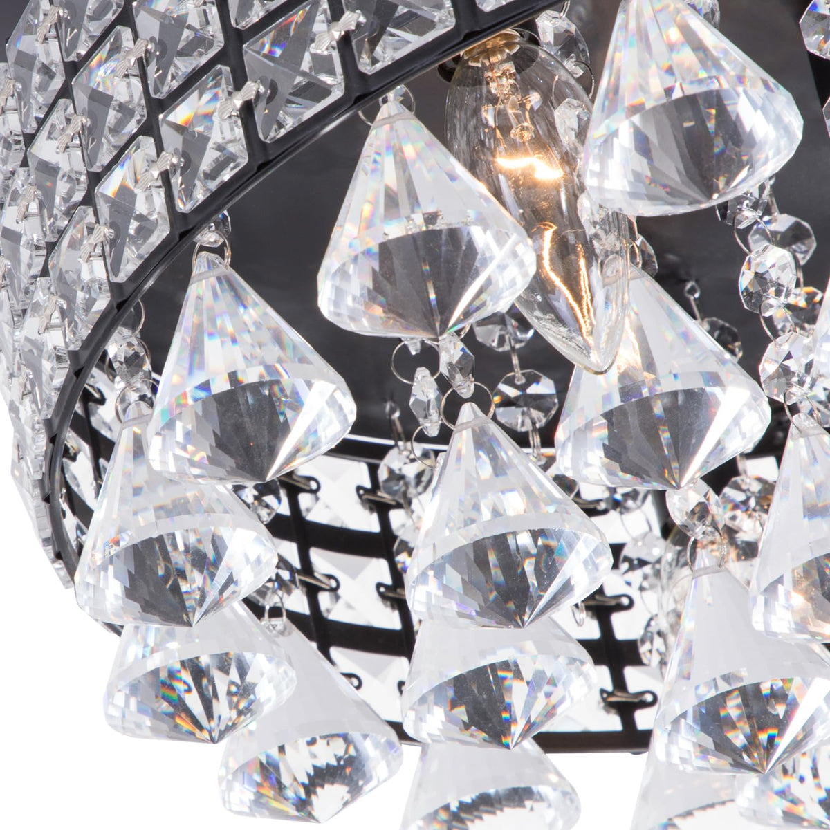 4 Lights Crystal Chandelier (15"Wx7.3"H / Black)