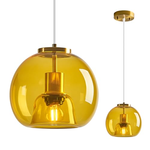 Yellow Glass Pendant Light Kitchen Island (Yellow(7.87 in) / 1-Pack)