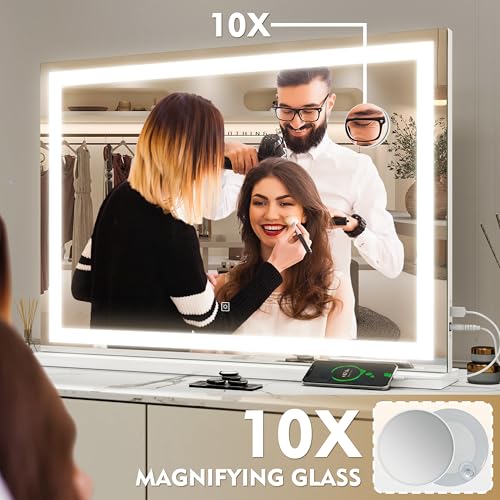 Vanity Mirror with Lights (White / 32"L x 22"W)