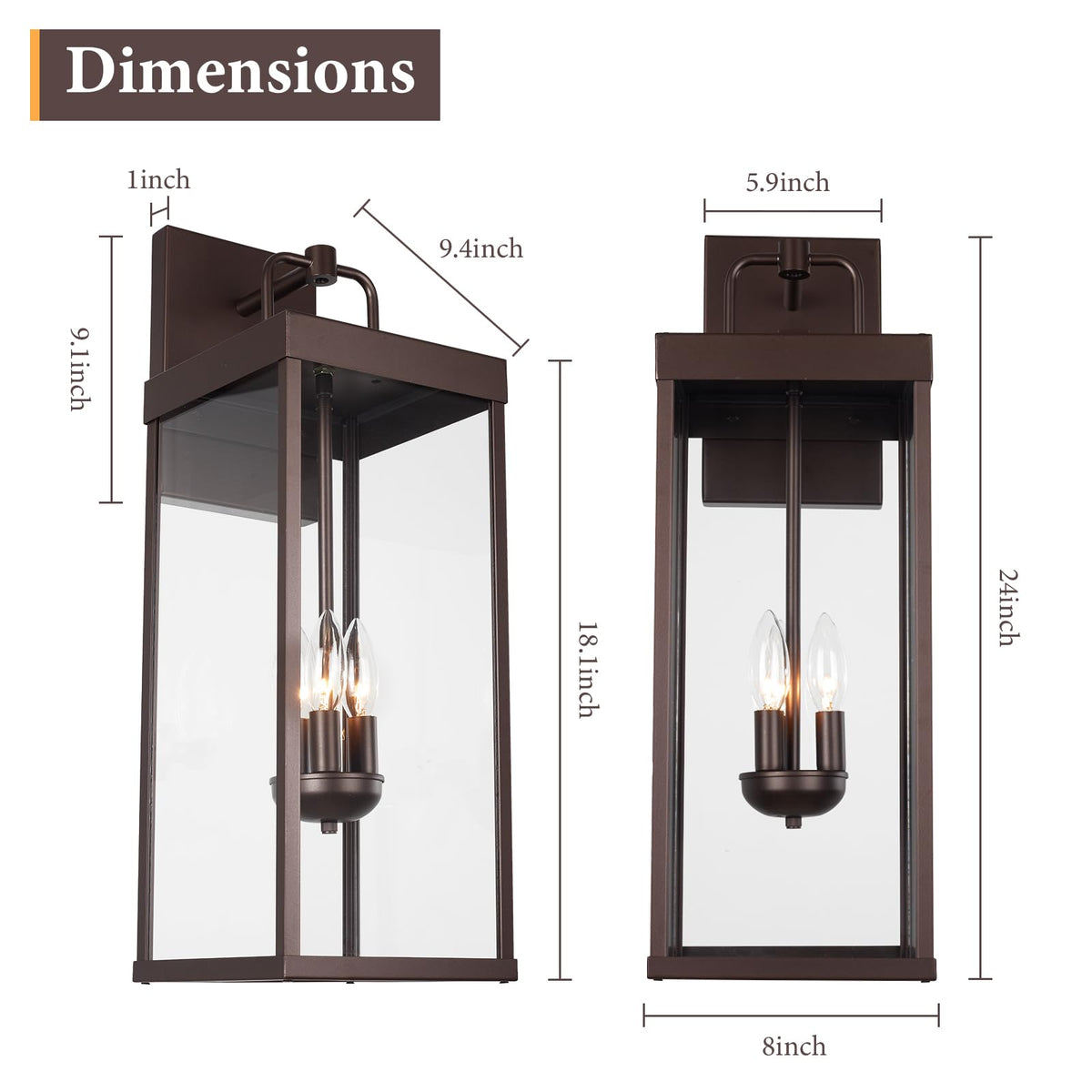 Outdoor Wall Sconce Light (Oil-Rubbed Bronze / Large)