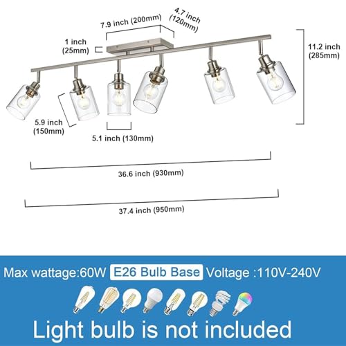 6 Light Track Lighting Fixture Brushed Nickel Track Lighting Kit (Brushed Nickel / 6 Lights)
