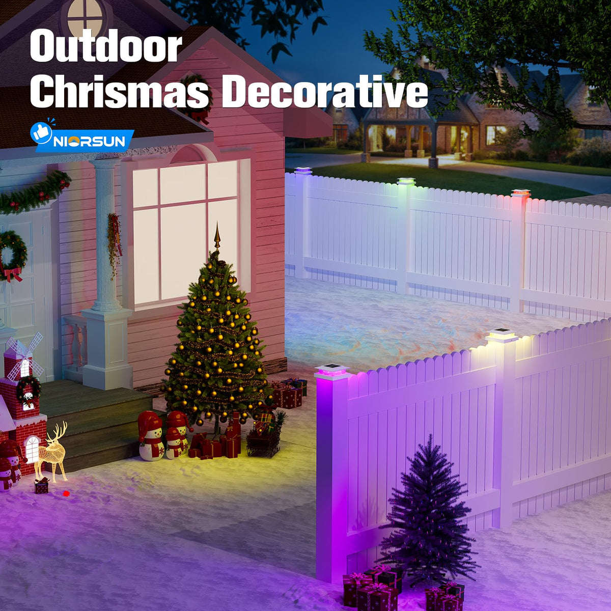 4x4 Post Solar Lights Color Changing (White)