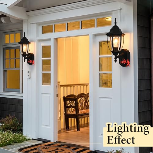 Porch Lights Outdoor Motion Sensor Wall Sconce Anti (Black / Standard - 2 Pack)