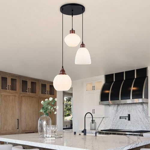3 Lights Cluster Pendant Light for Kitchen Island (3D Printed Lampshape / 3 Light)