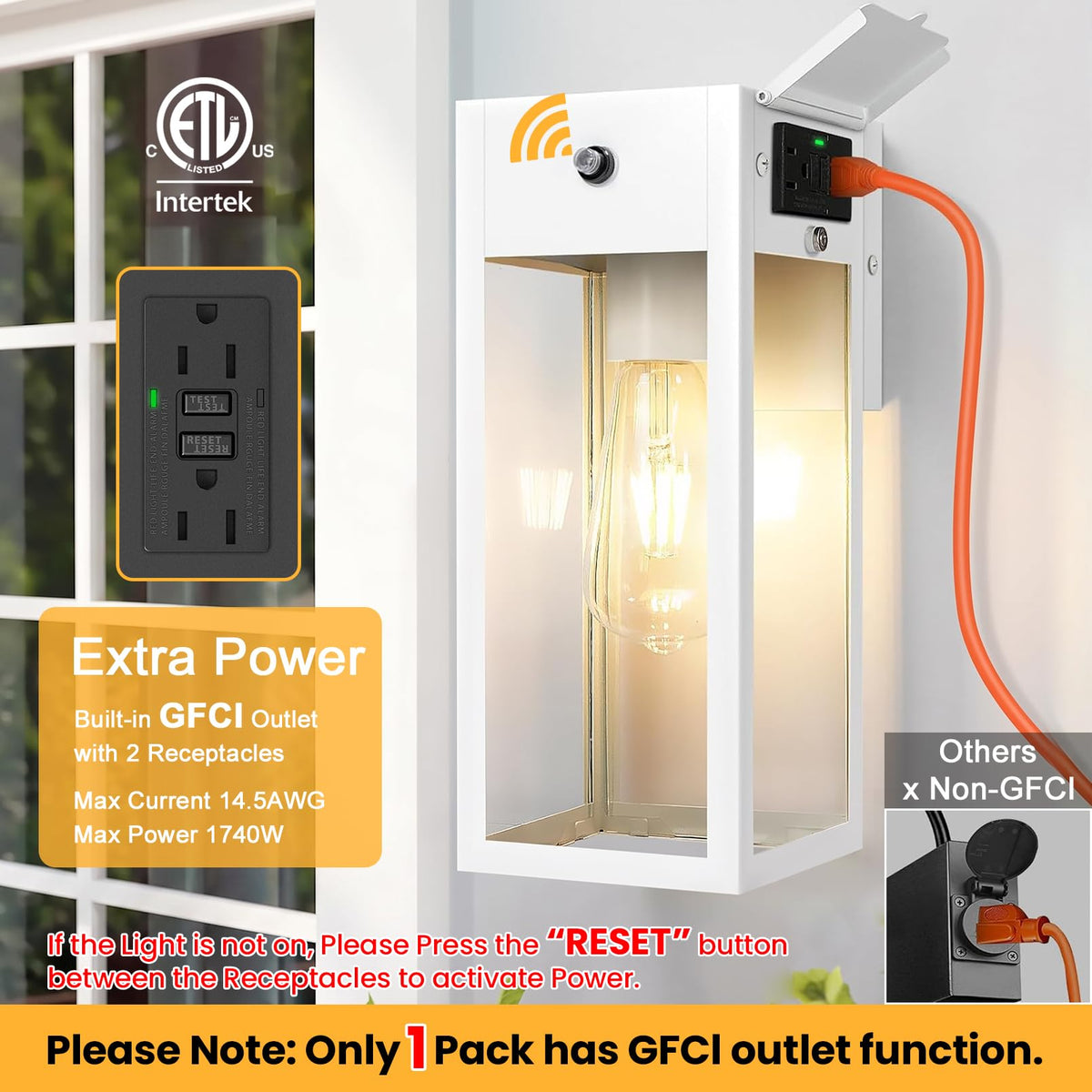 White Porch Lights with Outlet (White / Dusk to Dawn, Standard)