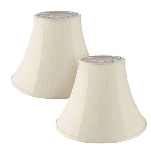38004 2 Traditional Handsewn Bell Shaped Collapsible Spider Construction Lamp Shade in Cream