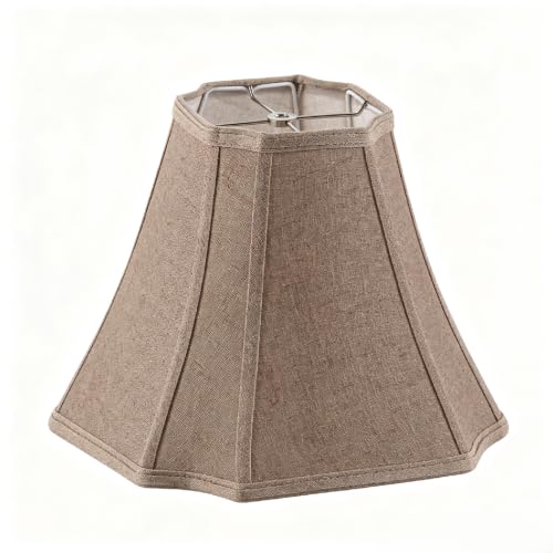 P20-Z-CO-1 Coffee Brown Linen Square Cut Corner Bell Lamp Shade Medium Lampshade 6.25×6.25''Top13×13''Bottom×11''Hight(Spider) Rustic Lamp Shade for Table & Floor Lamp - Lampshade Replacement (Coffee Brown / (6.25*6.25)(13*13)11* 1 Pack)