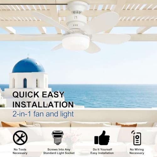 Screw in Ceiling Fan with Light (White-2)