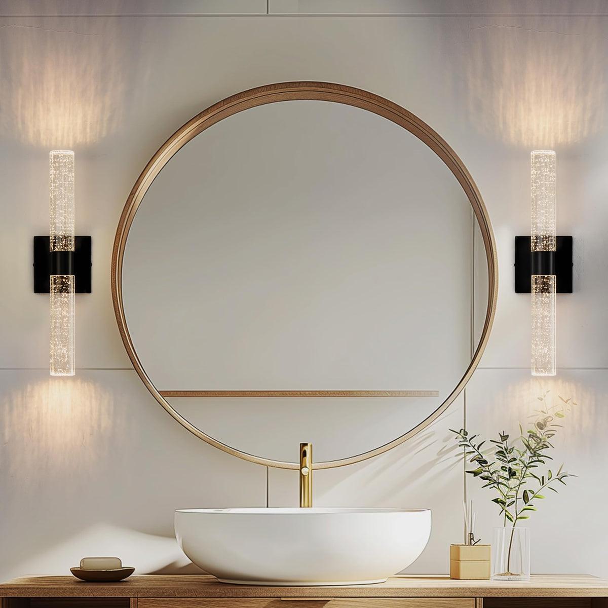 Modern Wall Sconces Set of Two (Black / 18in)