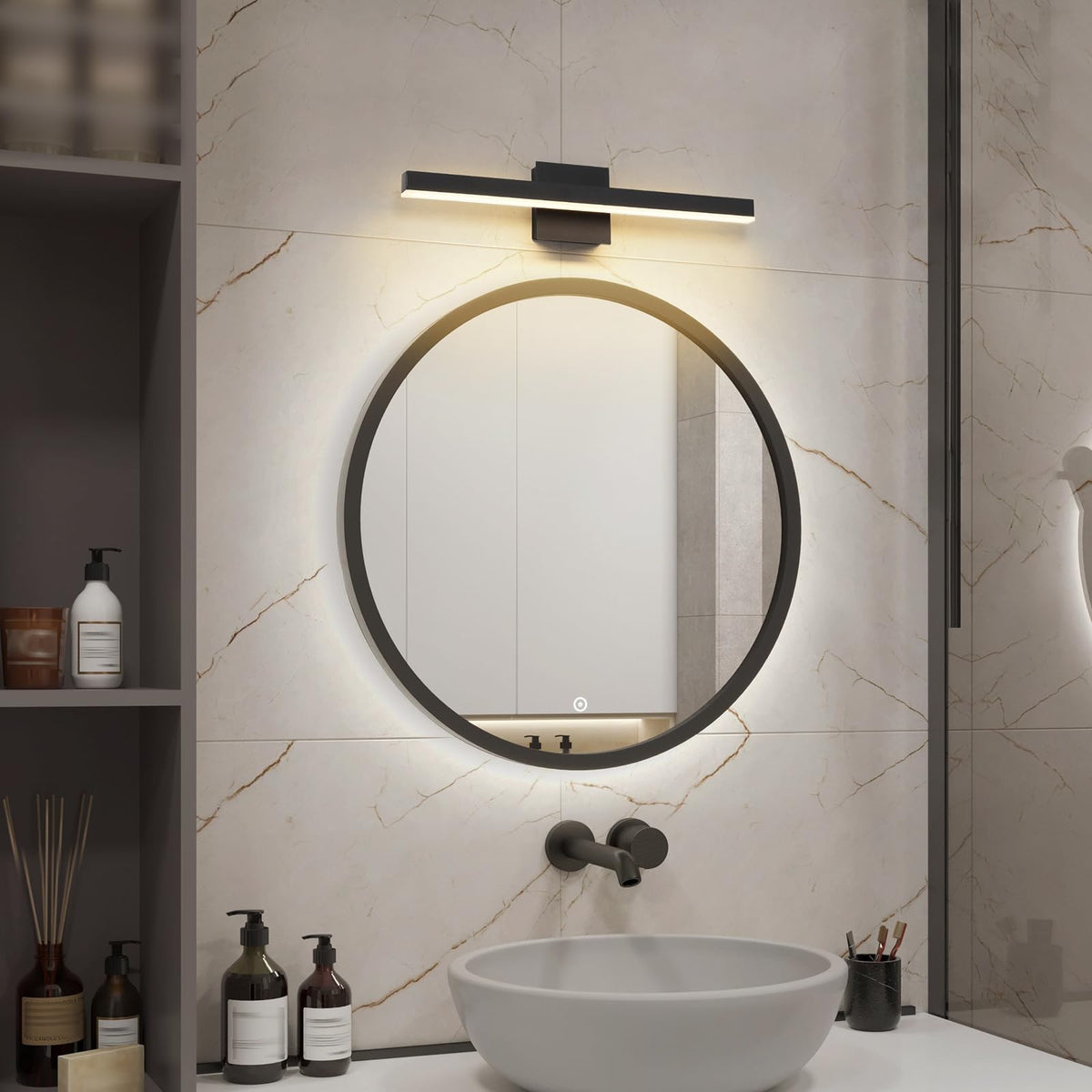 Vanity Light for Bathroom Lighting Fixtures Over Mirror 23.62 Inch Dimmable 5CCT Modern Vanity Lights Black Bathroom Light Bar Bath Wall Sconce ETL Certificated (23.62 Inch Long / Black)