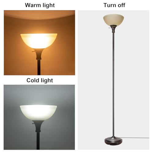 Floor Lamp Frosted White Glass Bowl Shade (Bowl Shade Lamp-Brown)