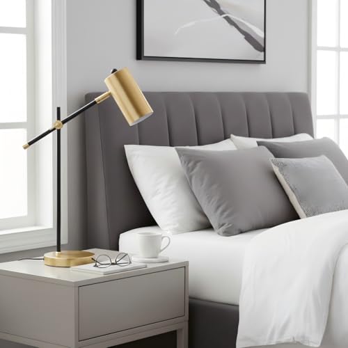 Modern Black and Gold Desk Lamp with Type C Charging Port (Black & Gold)