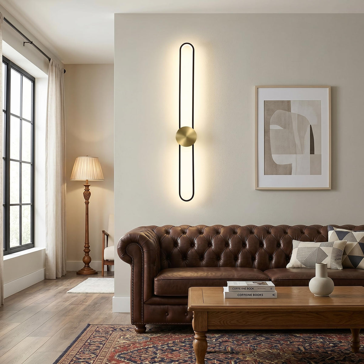 Modern Wall Sconce 4000K Dimmable LED Wall Light Fixture (Black / 43.3 inch, 4000K)