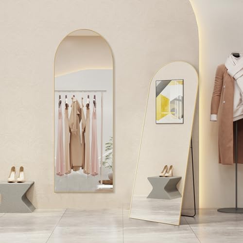 Arched Full Length Floor Mirror (Gold-arched / 64"L x 21"W)