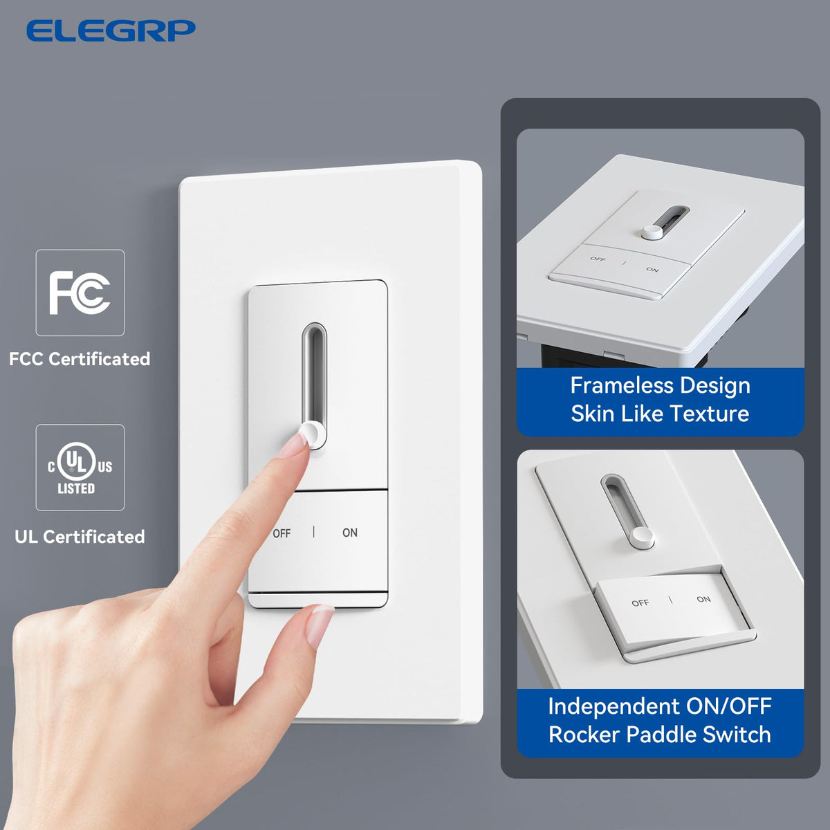 Slide Dimmer Light Switch (Single-Pole / 3-Way / White)