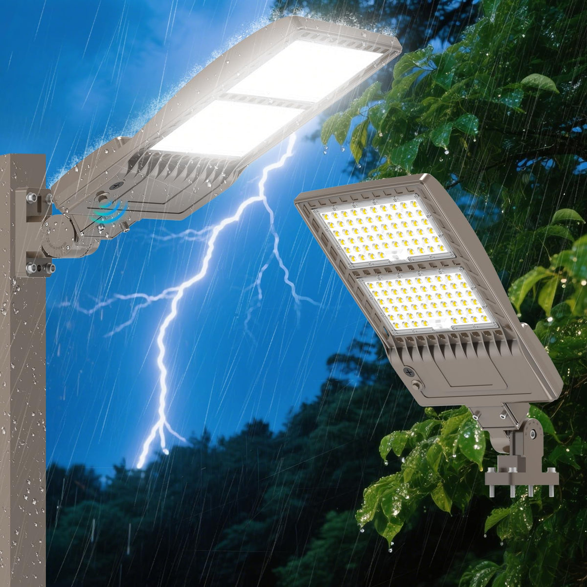2Pack 480V 400W LED Parking Lot Light 60000LM 5000K Outdoor Street Area Lighting with Dusk to Dawn Photocell LED Pole Lights 100 (400W)